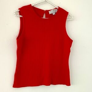 St. John Bold Red Ribbed Crop Top